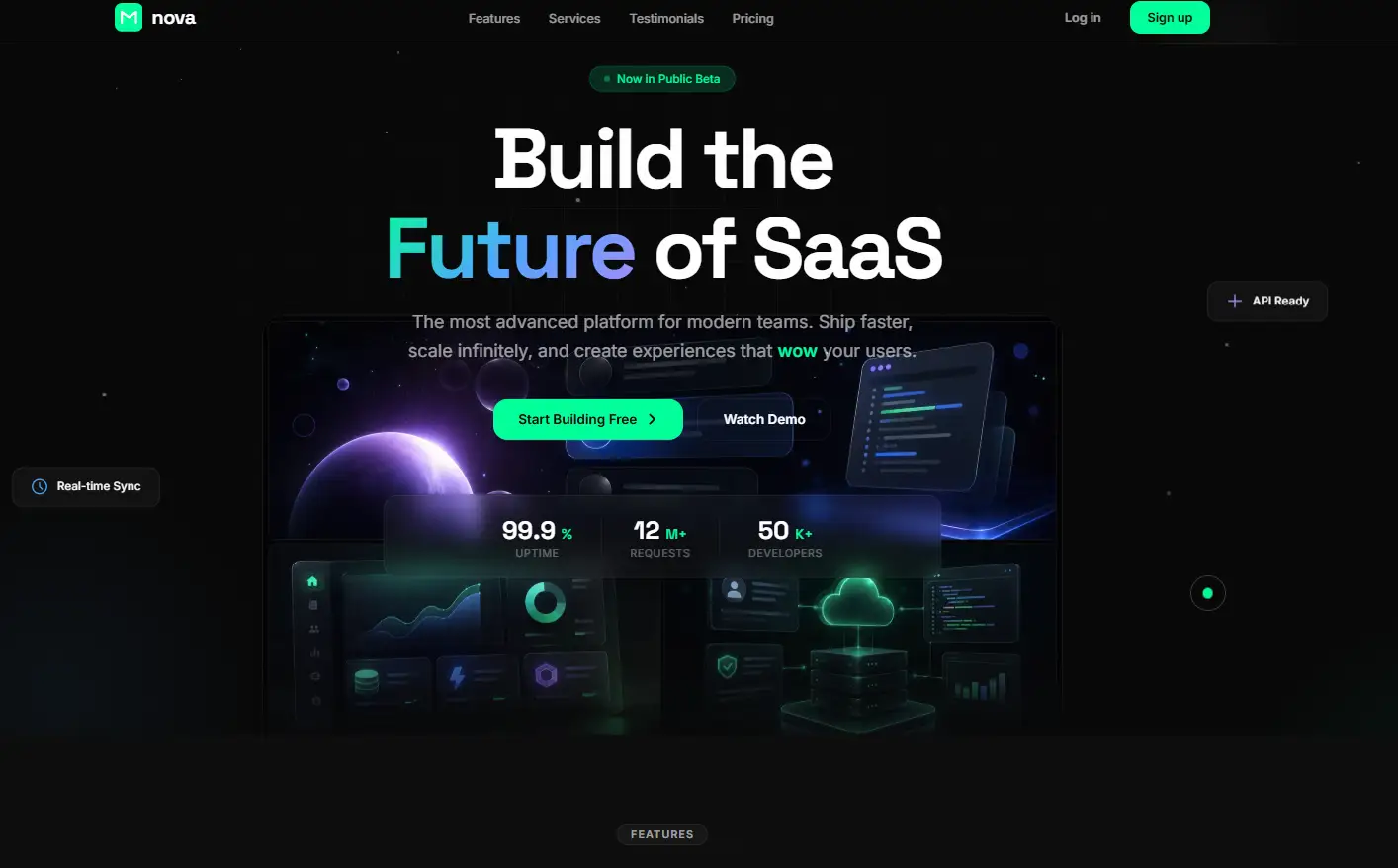 SaaS landing page
